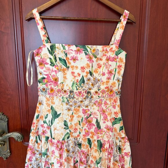 Agua by Agua Bendita Lima Floral Linen Maxi Dress Size M - Picture 5 of 13